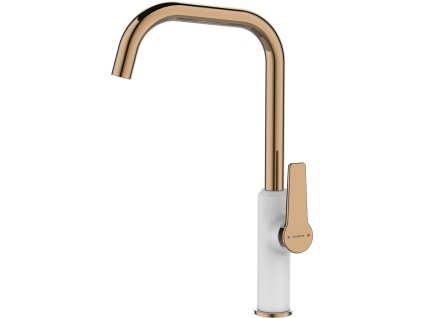 Stojánková dřezová baterie ALANIS – bílá / růžové zlato