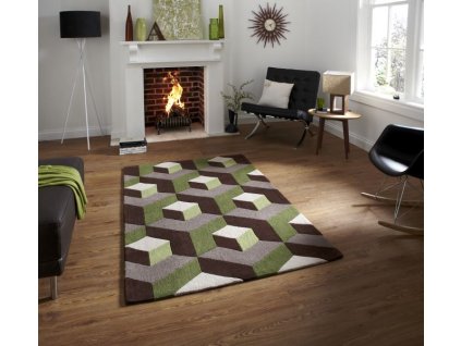 Koberec Think Rugs - HONG KONG HK-486 Brown/Green ( 120x170 cm )