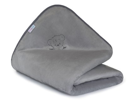 Plyšová deka s výšivkou medvídka 75×100 cm – šedá