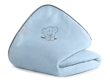 Plyšová deka s výšivkou medvídka 75×100 cm – modrá