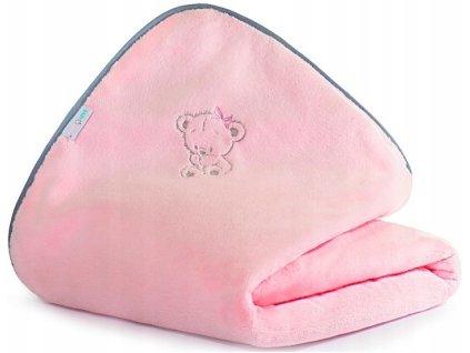 Plyšová deka s výšivkou medvídka 75×100 cm – růžová