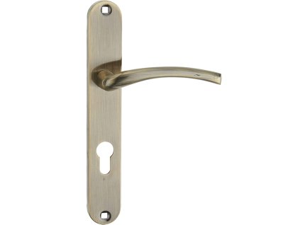 Klika na dlouhém štítu pro cylindrickou vložku AGRA – patina