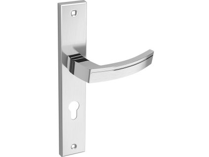 Klika na dlouhém štítu pro cylindrickou vložku PARVA - chrom / satén