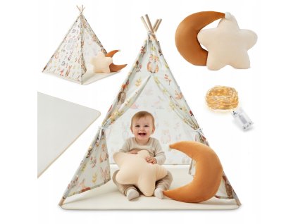 Dětský stan teepee (týpí) 135 cm – béžový