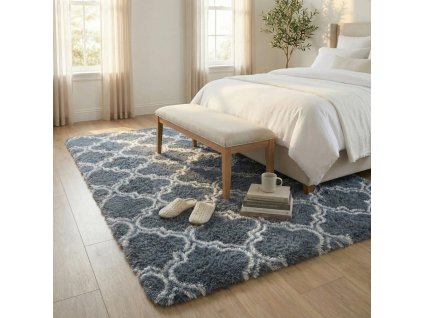 Protiskluzový plyšový koberec MARRAKESH - stříbro