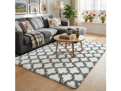 Protiskluzový plyšový koberec MARRAKESH - bílý