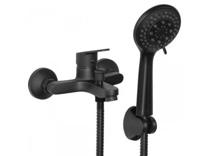 Nástěnná vanová baterie ALEX se sprchovým setem – černá