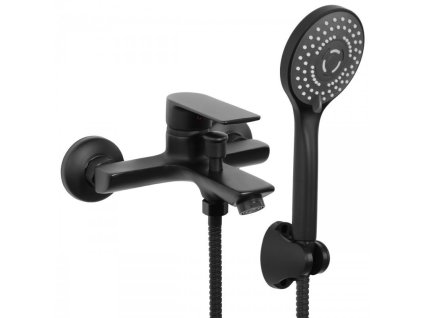 Nástěnná vanová baterie SILJAN se sprchovým setem - černá