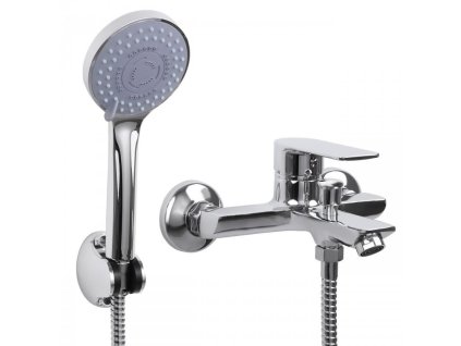 Nástěnná vanová baterie SILJAN se sprchovým setem - chromová
