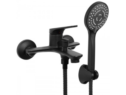 Nástěnná vanová baterie PRESPA se sprchovým setem - černá