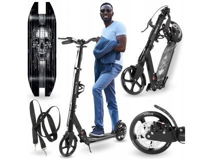 Koloběžka pro mládež a dospělé s odpružením – černá