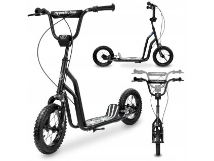 Dětská dvoukolová koloběžka s nafukovacími koly 12" (30 cm) - černá