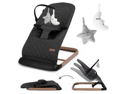 Dětské lehátko – houpátko LARO – černá / dřevo