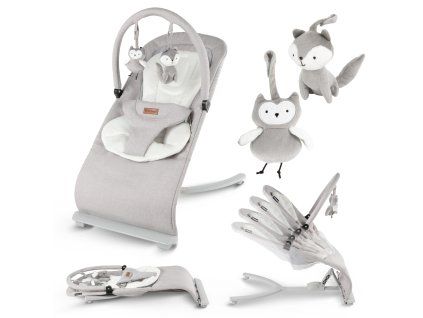 Dětské lehátko – houpátko RUBI – šedá / bílá