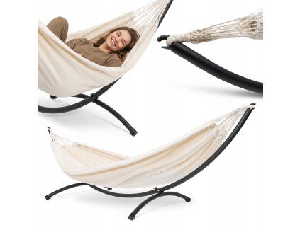 Zahradní houpací síť RELAXA se stojanem obloukovým – béžová