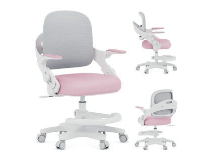 Dětská psací židle JUNIOR FLEX – šedo-růžová