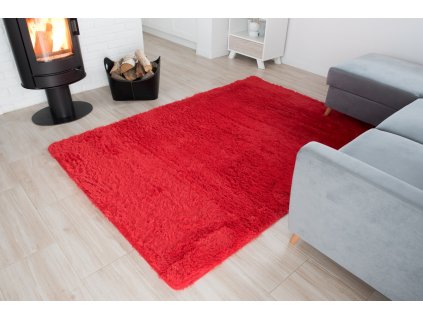 Plyšový koberec - Červený