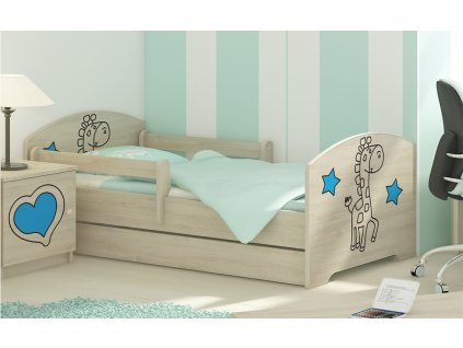 DĚTSKÁ POSTEL LUX S VÝŘEZEM ŽIRAFKA MODRÁ 140X70CM
