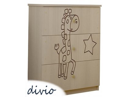 DĚTSKÁ KOMODA LUX S VÝŘEZEM ŽIRAFKA