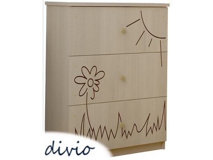 DĚTSKÁ KOMODA LUX S VÝŘEZEM KVĚT