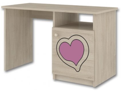 Dětský psací stůl LUX s výřezem SRDCE růžový