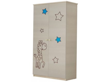 Dětská skříň LUX s výřezem ŽIRAFKA modrá