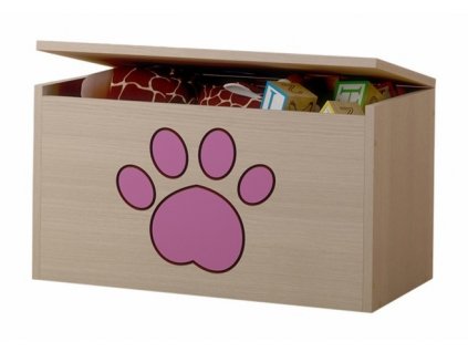 Dětská truhla na hračky lux s výřezem pejsek růžový