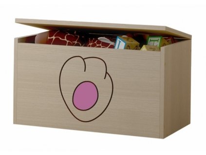 Dětská truhla na hračky lux s výřezem kočIčka růžová