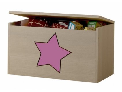 Dětská truhla na hračky lux s výřezem hvězda růžová