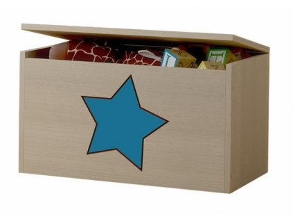 Dětská truhla na hračky lux s výřezem hvězda modrá