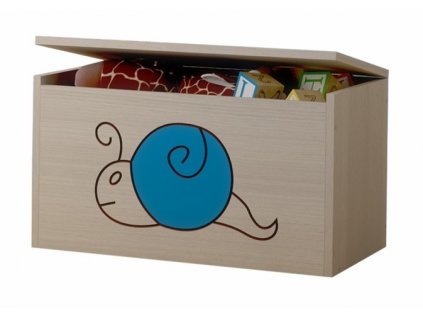 Dětská truhla na hračky lux s výřezem šnek modrý