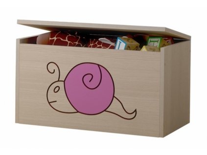 Dětská truhla na hračky lux s výřezem šnek růžový