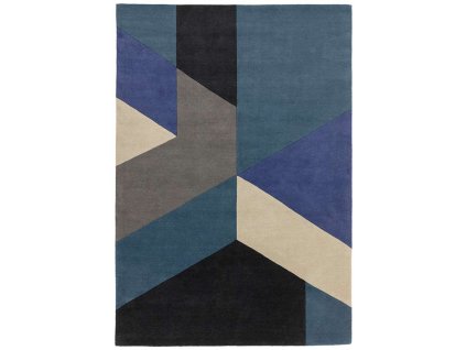 reef rug rf13 big geo blue wool