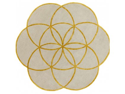 lotus flower rug gold wool viscose