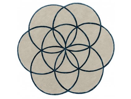 lotus flower rug blue wool viscose