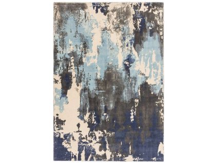 saturn rug blue woolen print