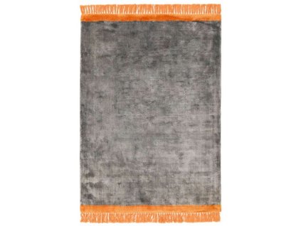 elgin tassels rug grey orange border