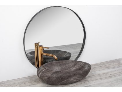 Keramické umyvadlo DIVIO REA ROXY - tmavě šedé - imitace kamene