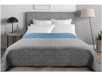 Oboustranný přehoz na postel DIAMANTE 200x220 cm modrá-světle šedá