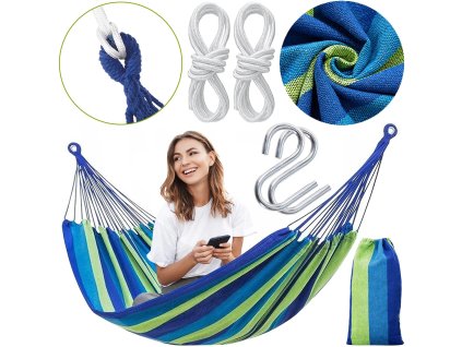 Houpací síť pro dva FEEL 240x150 cm - modrá/zelená
