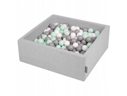 Dětský suchý bazének hranatý šedý "90x90x30" s míčky šedo-mátové 300 ks