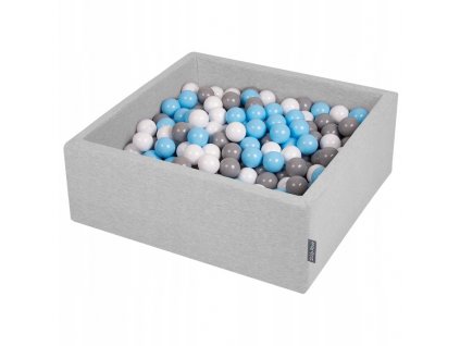Dětský suchý bazének hranatý šedý "90x90x30" s míčky šedo-modré 300 ks