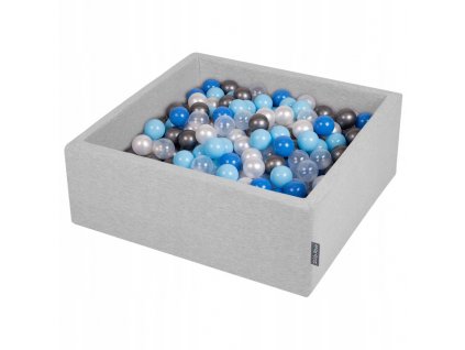 Dětský suchý bazének hranatý šedý "90x90x30" s míčky modré 300 ks