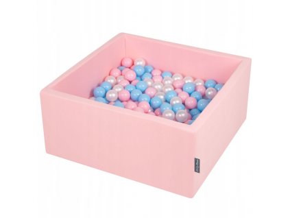 Dětský suchý bazének hranatý růžový "90x90x40" s míčky růžovo-modré 200 ks