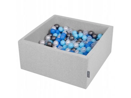 Dětský suchý bazének hranatý šedý "90x90x40" s míčky modré 300 ks