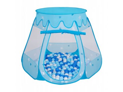 Suchý bazén stan zámek modrý s míčky světlemodré 100 ks