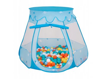 Suchý bazén stan zámek modrý s míčky barevné 2, 200 ks