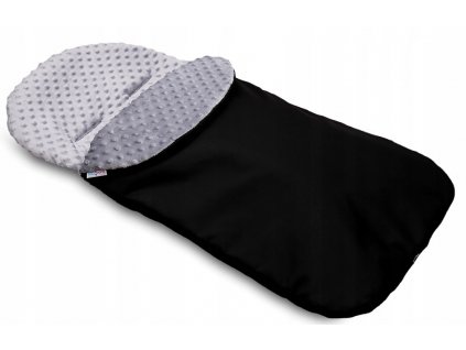 Univerzální fusak do kočárku, černá + minky šedá