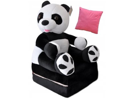 Dětské plyšové rozkládací křesílko panda