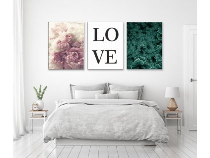 Třídílný obraz na plátně love, vzor 19010